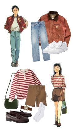 Ocean waves Ghibli taku morisaki and rikako muto outfit Ocean Waves Ghibli, Taku Morisaki, Cute Anime Outfits, Vintage Fashion Sketches, Collage Outfits, Modesty Outfits, Style Hijab