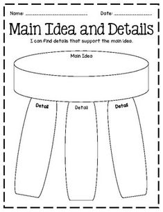 an image of a table and stool with the words main idea and details on it