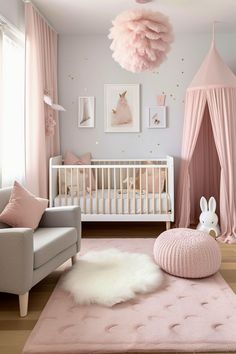 Light Pink And White Nursery, Pink And Grey Nursery Ideas, Baby Girl Bedroom Designs, Blush Pink Nursery Ideas, Pink Baby Room Ideas, Baby Girls Room Ideas, Pink Baby Bedroom, Nursery Room Inspiration Girl, Baby Rooms Girl