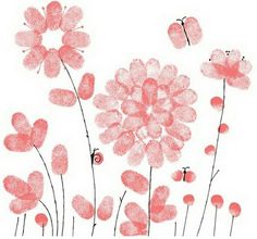 a drawing of pink flowers on a white background