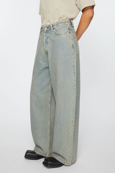 <div>2023 jeans are cut to a super baggy fit with a mid waist, super wide leg and long length. Crafted from non stretch denim in a blue beige wash with a sandy mineral tint.</div> Beige Wide Leg Cargo Jeans, Beige Wide Leg Denim Jeans, Beige Wide Leg Denim Bottoms, Oversized Washed Wide Leg Jeans, Oversized Wide Leg Washed Jeans, Baggy Wide Leg Beige Jeans, Baggy Wide-leg Beige Jeans, 2023 Jeans, Baggy Fit Jeans