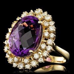 15.20 Carats Natural Amethyst and Diamond 14K Solid Yellow Gold Ring Total Natural Oval Shaped Amethyst Weights: 13.80 Carats Amethyst Measures: Approx. 17.00 x 13.00mm Natural Round Diamonds Weight: 1.40 Carats (color G-H / Clarity SI1-SI2) Ring total weight: 9.3 grams Disclaimer: all weights, measurements and colors are approximate and may vary slightly from the listed dimensions or as seen in the image. All pictures are magnified to show the smallest of details. Please, refer to the item desc Amethyst Jewelry Ring, Amethyst Ring Gold, Jewelry Knowledge, Wedding Colors Purple, Gold Amethyst Ring, Emerald Cut Rings, Purple Jewelry, Etsy Gold Ring, Amethyst Gem