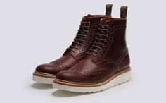 Mens Brogue Boots, Grenson Shoes, Brogue Boots, Man Shoes, White Wedges, Mens Boots Fashion, Crazy Shoes, Men's Boots, Pull Up