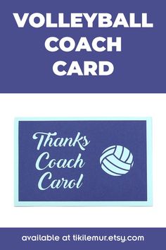 volleyball coach card with the words thank coach care on it and an image of a volley ball