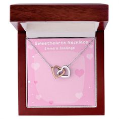 Give her the gift that symbolizes your never-ending love. Featuring two lovely hearts embellished with cubic zirconia crystals, this Interlocking Hearts necklace is the perfect accessory for everyday wear. Whether it's a memorable anniversary or a special birthday, make sure to dazzle your special someone by gifting them this stunning necklace. Two heart pendants embellished with CZ crystals High quality polished surgical steel and rose gold finish or 18k yellow gold finish Pendant dimensions: 0 Interlocking Hearts, Heart Pendants, Holiday Guide, Hearts Necklace, Donate To Charity, Two Hearts, Luxury Boxes, Stunning Necklace, Special Birthday