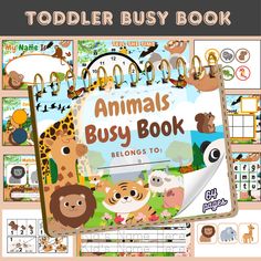 an animal busy book for toddlers to learn how to read and write with the help of