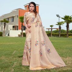 This peach colored saree is prettified with digital printed and zari work as shown which makes it appear classy. This saree is made of Art Silk fabric which is accompanied with art silk blouse piece which you can customise as per your design/style. Women can buy this saree to wear for their festive, homely events and ideal for any fashionista. Note:- The actual product may differ slightly in color and design from the one illustrated in the images when compared with computer or mobile screen. Beige Semi-stitched Anarkali Saree, Unstitched Digital Print Saree For Eid, Semi-stitched Beige Saree For Eid, Designer Digital Print Saree For Eid, Festive Digital Print Saree For Eid, Festive Peach Banarasi Silk Saree, Peach Saree For Puja And Festivals, Unstitched Art Silk Saree With Digital Print, Art Silk Saree With Dupatta In Peach