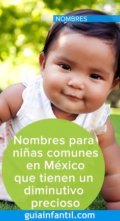 a baby is laying on the grass and smiling with words above it that read nombres para ninas comunies en mexico que tien