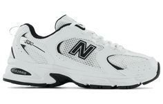 The New Balance 530 'White Black' sneakers are part of the iconic New Balance brand collection and elevate modern style with timeless athletic performance. They feature a patented ABZORB technology with rubber sole to provide extra cushioning, making these shoes comfortable for everyday wear all day long. Every pair also includes a unique combination of ENCAP midsole and suede, leather, and mesh upper which adds durability to the shoe design. The classic design displays an all-white perforated m Wag Outfits, New Balance 530 White, F1 Wag, New Balance White, Expensive Shoes, Balance Sneakers, Black Trainers, New Balance Sneakers