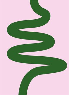 a green christmas tree on a pink background with the shape of a spiral around it