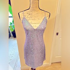 Victoria’s Secret Sequin Dress Nwot Size :Small Color: Lavendar Shimmer Soft Tulle Lining, Non Smoking Home Fitted Lavender Sequined Dress, Lavender Mini Dress For Party, Lavender Spaghetti Strap Mini Dress For Party, Lavender V-neck Dress For Date Night, Lavender V-neck Mini Dress For Party, Victoria's Secret Fitted Party Dress, Victoria's Secret Fitted Evening Dress, Victoria's Secret Elegant Dress For Night Out, Fitted Victoria's Secret Party Dress