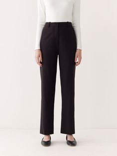 The Jane Straight Fit High Rise Pant in Black – Frank And Oak USA Frank And Oak, Fall Essentials, High Rise Pants, Eco Friendly Fashion, Tailored Pants, Dressy Tops, Straight Pants, Rivets, Straight Leg Pants