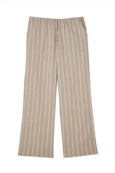 Linen Blend Striped Pants Loungewear Tie Waist Straight Pants, Loungewear Bottoms With Tie Waist And Straight Leg, Chic Relaxed Fit Pants With Drawstring, Relaxed Fit Straight Leg Bottoms With Tie Waist, Straight Loungewear Pants With Tie Waist, Relaxed Fit Straight Pants With Tie Waist, Straight Leg Bottoms With Tie Waist And Relaxed Fit, Loungewear Straight Pants With Tie Waist, Straight Leg Pants With Tie Waist For Loungewear