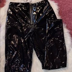 New With Tags Forever 21 Black Pants There’s A Silver Zipper That Goes Down The Front Middle The Waist Inseam In Mid Rise Measurements Are In The Pictures The Link Is Approximately 39 Inches There Is A Red Line Through The Tag I Do Not Guarantee Fit Shiny Fitted High-waisted Pants, Fitted Shiny Black Pants, Shiny Fitted Bottoms For Fall, Shiny Fitted Bottoms For Night Out, Black Shiny Bottoms For Fall, Shiny Black Bottoms For Fall, Fall Black Shiny Bottoms, High Waist Shiny Pants For Night Out, Trendy Shiny Pants For Night Out