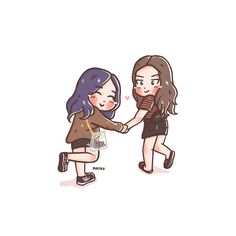 Jensoo Chibi, Jensoo Fanart, Blackpink Chibi, Boy And Girl Shared Bedroom, Anime Sisters, Jennie Jisoo