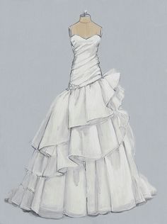 a drawing of a wedding dress on a mannequin