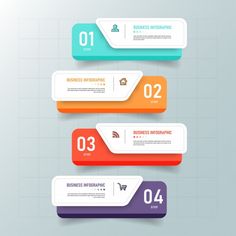 three colorful numbered banners with numbers and options to choose from on the top one is for business infografic