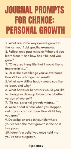 a poster with the words journal prompts for change personal growth