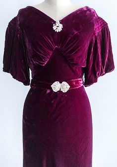 Silk Velvet Dress, 1940s Outfits, Velour Dress