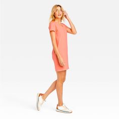 This T-Shirt Dress Is New With Tags. I Have Several Available. Sizes Small And Extra Small. Color- Coral/Orange Material- 100% Cotton Length- 36” Fabric Name- Jersey Fabric Weight- Mid Weight Spring V-neck T-shirt Dress For Loungewear, Casual V-neck T-shirt Dress, Relaxed Fit V-neck T-shirt Dress For Summer, Trendy Pink Crew Neck Dress, Casual Cotton Short Sleeve Dresses, Casual Short Sleeve Cotton Dresses, Fitted Casual T-shirt Dress For Loungewear, Casual Short Sleeve Loungewear Dresses, Summer Fitted Cotton T-shirt Dress