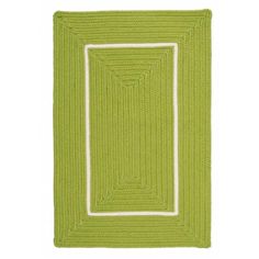 a green rug with white trim on the bottom and an empty square in the middle