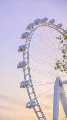 a large ferris wheel sitting next to a tree