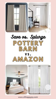 some pictures with the words pottery barn and amazon on them