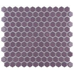 a purple and white mosaic tile with hexagonal tiles in the middle, on a white