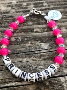 Customized Pink Jewelry For Friendship, Customized Pink Bracelet Wristband, Pink Bracelet Wristband For Birthday, Pink Wristband For Birthday, Custom Name Pink Stretch Bracelet, Custom Name Pink Charm Bracelet, Cute Custom Name Bracelet Jewelry, Cute Pink Bracelet With Name, Personalized Pink Bracelets For Friendship