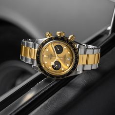 This is a Tudor BlackBay Chrono model wristwatch. It features a 41mm stainless steel case, a 70-hour power reserve, a yellow gold screw-down crown, a fixed yellow gold bezel with a black aluminum disc, a champagne dial with black counters, and a domed sapphire crystal. The watch is completed by a stainless steel and yellow gold bracelet. Five-year Guarantee: Five-year transferable guarantee with no registration or periodic maintenance checks required Case: 41mm stainless steel case with a polish Black Counters, Tudor Watch, Anodised Aluminium, Tudor Rose, Tudor Black Bay, Gents Watches, The Tudor, Free Bracelet, Brown Leather Strap