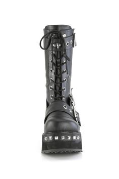 Attention: This product requires a 5-day processing time before it is shipped out! Don't wait – take action and order now to embark on your daring adventure with these Master of Puppets platform boots! 3 1/4" (83mm) Front Studded & Back Chrome Metal Plated Platform Lace-Up Mid-Calf Boot Various Buckles & Wrap Around Straps, Outside Zip Closure Approximate calf circumference: 13.5" Approximate shaft height: 10.9" If the product or your size is unavailable please sign up to notify me when back in Outfits Coachella, Coachella Outfits, Burning Man Fashion, Master Of Puppets, Burning Man Outfits, Fashion Festival, Coachella Outfit, Man Fashion, Chrome Metal