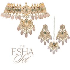 Elegant Kundan Hand Set, Festive Crystal Jewelry Sets With Stone Work, Dazzling Hand Set Jewelry For Reception, Dazzling Hand-set Jewelry Set For Reception, Elegant Stone Work Sets For Gift, Elegant Festive Sets With American Diamond, Dazzling Kundan Jewelry Sets, Hand Set, Elegant Kundan Jewelry Sets With Stones, Luxury Stone Work Jewelry Sets For Festive Occasion