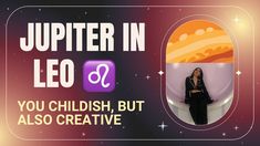 a woman sitting on top of a toilet in front of a space background with the words,'luptier in leo you childish, but also creative