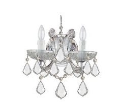 a crystal chandelier with three lights on it