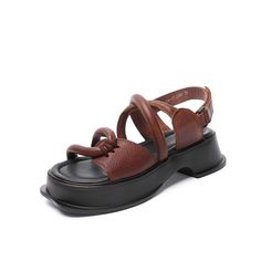 Style And Comfort Go Hand In Hand With The Capri Sandal. Hand Made With Premium Cowhide Upper. A Statement Yet Casual Look That Completes Any Outfit. Color: Black/CoffeeMaterial: CowhideLining: Genuine LeatherInsole: Genuine LeatherSole: RubberHeels: 5cm/1.97" Fit: Medium to Wide, Runs Normal.Origin: Made in China Production Time: About 5-7 days (Any exceptional case will email you, Please pay attention to your email left)Shipping Time: Free Shipping To most locations, delivery time is approxima Brown Platform Sandals With Round Toe, Brown Slingback Sandals With Buckle And Round Toe, Brown Flat Platform Sandals, Brown Open Toe Platform Sandals, Brown Platform Open Toe Sandals, Brown Platform Slingback Sandals, Brown Slingback Platform Sandals, Casual Brown Chunky Platform Sandals, Casual Brown Sandals With Chunky Platform