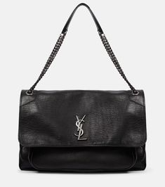 Niki Jumbo leather shoulder bag in black - Saint Laurent | Mytheresa Black Shop, Saint Laurent Bag, Classic Black, Designing Women, Leather Shoulder Bag, Calf Skin, Fashion Bags, Saint Laurent, Bag Accessories