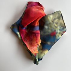 Bougainvillea Scarf Multicolor Rectangular Pocket Square For Gift, Bohemian Silk Scarves For Gifts, Red Square Silk Scarf For Gifts, Bohemian Silk Scarves As Gifts, Elegant Multicolor Rectangular Pocket Square, Red Square Silk Scarf For Gift, Red Square Silk Scarf As Gift, Silk Scarf Gift In Rectangular Shape, Silk Rectangular Scarves As Gift