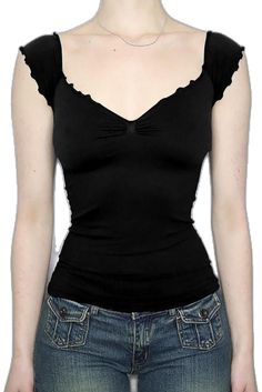 V-Neck Short Sleeve Backless Top - AnotherChill Fitted Y2k V-neck Crop Top, Stretch Low-cut Summer Tops, Stretch Low-cut Tops For Summer, Chic Low-cut Summer Top, Casual Low-cut Top For Night Out, Low-cut Tops For Summer Night Out, Black V-neck Y2k Tops, Black Y2k V-neck Tops, Trendy Low-cut Summer Top