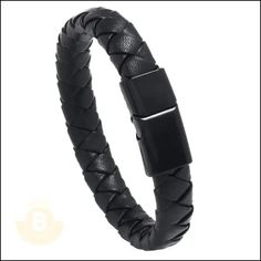 Manolo Braided Leather Bracelet (Narrow) - BERML BY DESIGN JEWELRY FOR MEN Modern Black Braided Bracelets For Everyday, Elegant Braided Bracelet With Stainless Steel Clasp, Modern Black Braided Bracelet For Everyday, Black Leather Casual Wristband, Casual Black Leather Wristband, Everyday Black Leather Braided Bracelet, Everyday Black Braided Bracelet With Leather Strap, Adjustable Black Leather Wristband, Classic Black Braided Bracelets For Everyday