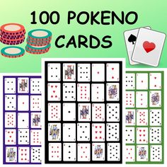 playing cards with the words, 100 poker cards