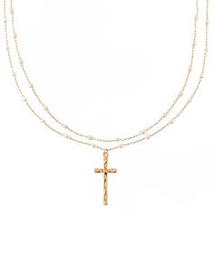 Elevate your everyday look and keep your faith close with this Layered Pearl & Chain Cross Necklace. This piece combines timeless elegance with modern style, crafting a look that is effortlessly feminine and dainty! Metal Faux Pearl Gold/Cream Lobster clasp closure 17"L Chain Cross Necklace, Gold Cream, Pearl Chain, Instagram Shop, Everyday Look, Faux Pearl, Lobster Clasp, Modern Style, Timeless Elegance