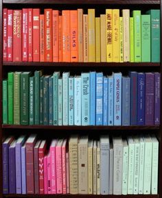 a book shelf filled with lots of colorful books