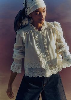 Cotton Broderie Ruffle Cropped Top Soft White Defense Outfit, Label Inspiration, Half Top, Ankle Sleeve, Ruffle Crop Top, River Rafting, Womenswear Fashion, Tops And Blouses, Fashion Me