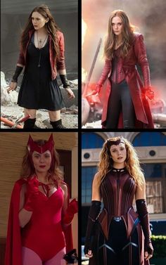 four different pictures of women in costumes from the avengers and spider - man movies, including catwoman