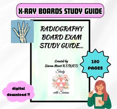 the radiography board exam study guide is shown in front of a white background