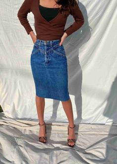 Size Availability: 1X High Waisted Denim Skirt, Denim Pencil Skirt, Upcycled Fashion, Classic Blue, Upcycle Clothes, High Waisted Denim, Denim Wash, Perfect Summer, Custom Clothes