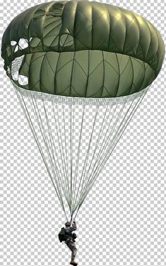 a man is parachuting in the air while holding onto an object with two parachutes