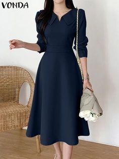 Long Casual Dresses With Sleeves, Midi For Women, Office Frocks For Women, Dresses For Medium Size Women, Fashionable Office Outfits, Modest Bodycon Dress, Office Dress Design, Office Casual Outfits Women, Office Outfits Women Dress