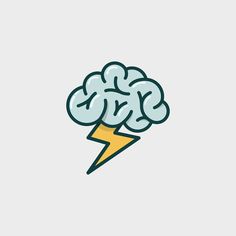 a cloud with a lightning coming out of it and the word brain in the middle