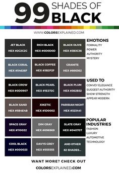 the 99 shades of black in different colors